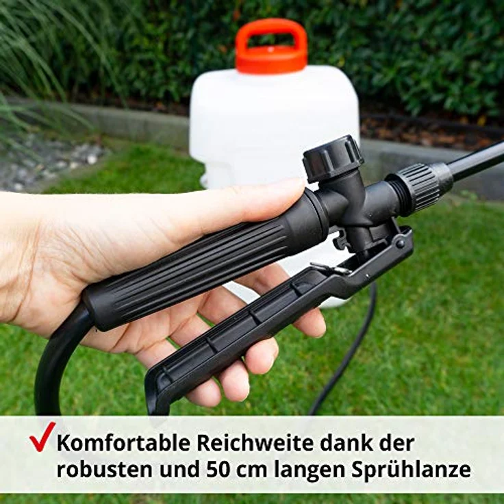 Hecht 416 Akku-Drucksprühgerät, 16 Liter mit 12V/7Ah Akku, Rucksackgurt, 2,5 bar, 160 min Laufzeit, ergonomisch – Bild 6