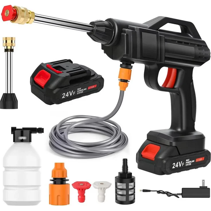Athlix Akku-Hochdruckreiniger 3 in 1, kabelloser Hochdruckreiniger mit 70 bar Druck, 200W Leistung, 215L/h Förderleistung, 2 Düsen