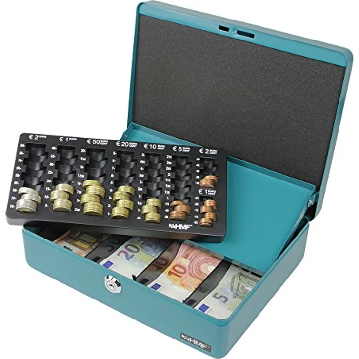 HMF 10015-24 Geldkassette Geldzählkassette 30 x 24 x 9 cm, Petrol – Bild 3