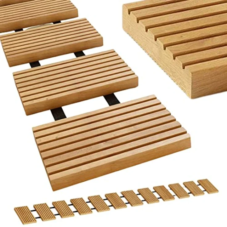 holz4home Rollweg Aus Lärche 25 cm | Witterungsbeständig, schnell trocknend und Stabil | Rutschfeste Oberfläche durch Riffelung – Bild 1