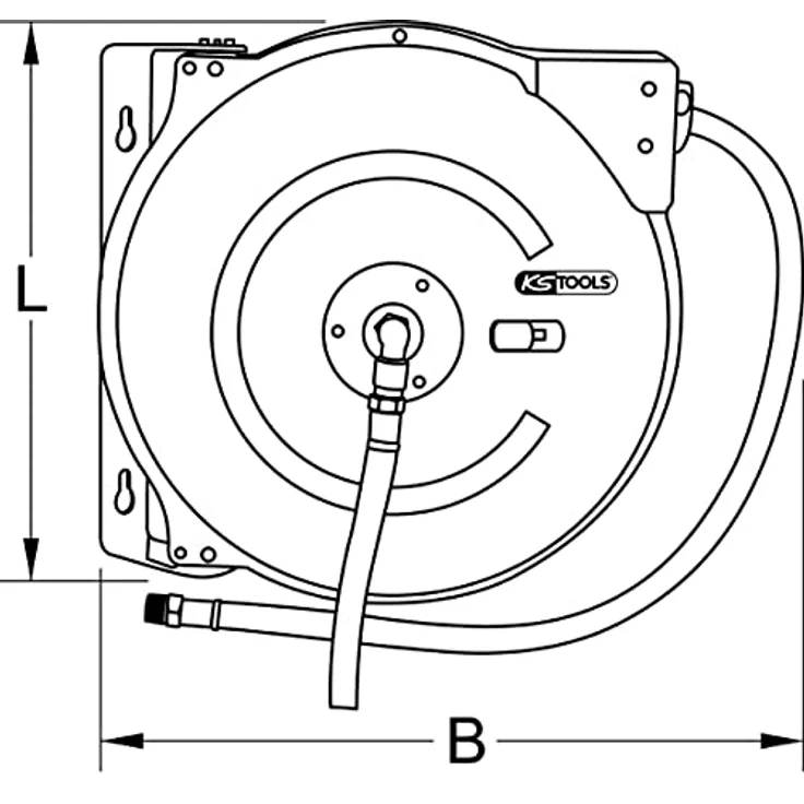 KS Tools Automatischer Druckluftschlauch-Aufroller Ø 10 mm x 15 m, mit Wandhalterung, schwenkbar, knickfester Hybrid-Polymer-Schlauch – Bild 2