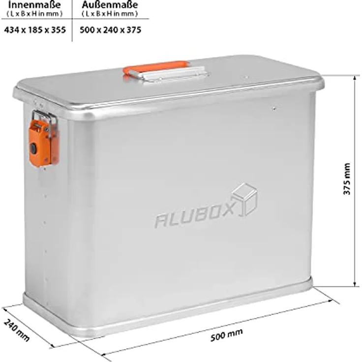 ALUBOX Werkzeugkoffer Motorradkoffer Outdoor Aluboxen (32 Liter) - Spritzwassergeschützt, staubdicht, 1,2 mm Aluminium, robust, korrosionsbeständig – Bild 3