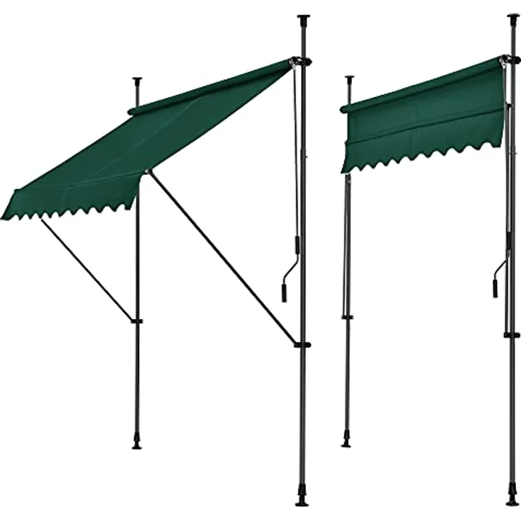 Pro.tec - Klemmmarkise 150x120x200-300cm ohne Bohren Dunkelgrün – Bild 2