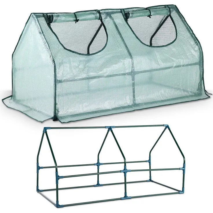 TOM Foliengewächshaus GH-72, 120 x 60 x 60 cm mit 0,4 mm Stahlrohren und 140g/m² Gitterschutzfolie, UV-beständig und wasserdicht