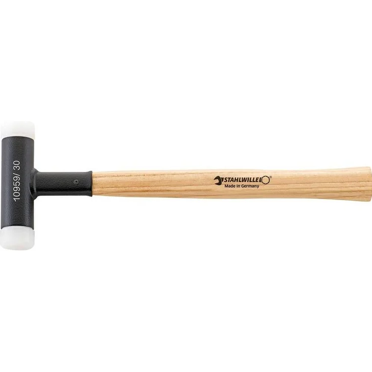 Stahlwille Schonhammer Nr. 10959, 460 g mit Metallkugel für rückschlagsfreies Arbeiten und auswechselbaren Köpfen aus Polyurethan und Hickory-Stiel