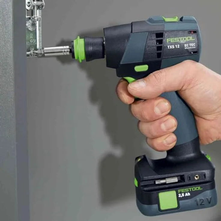 Festool Akku-Bohrschrauber TXS 12 2,5-Set 576874 (Akkubohrer Werkstatt Holzbohrer Stahlbohrer) Farbe: Grau/Grün/Akkuspannung: 10,8 V/Gänge: 2/Leerlaufdrehzahl 1./2. Gang: 0-470/0-1.600 min-1 – Bild 3