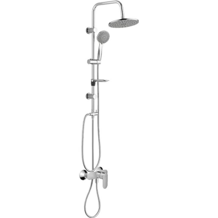 Belvit Hansgrohe Vernis Blend Einhebel Duschset, Regendusche 20 x 20 cm, Handbrause mit 3 Strahlarten, Keramikmischsystem, Temperaturbegrenzung, Duschstange 85 cm, Wandmontage, Chrom Grau – Bild 2