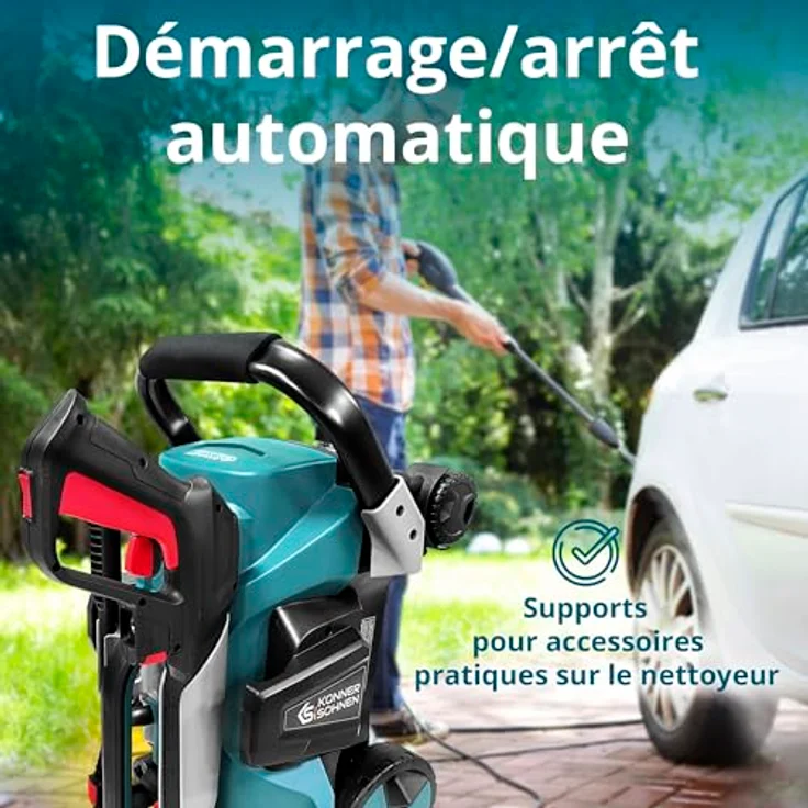 Könner & Söhnen Hochdruckreiniger KS PW160HV, 160 bar max. Druck, 336 l/h Fördermenge, Auto-Start/Stopp-System, 8 m Hochdruckschlauch, Aluminiumgehäuse – Bild 4