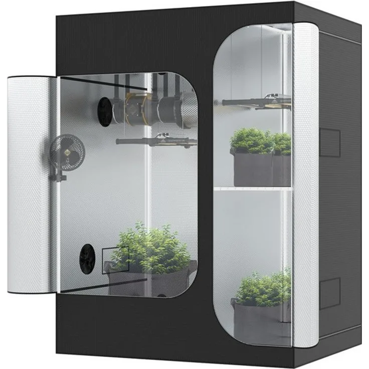 THE HOOKAH Gewächshaus Deluxe D600 Growschrank mit Sichtfenster, 150x150x200 cm, weiß