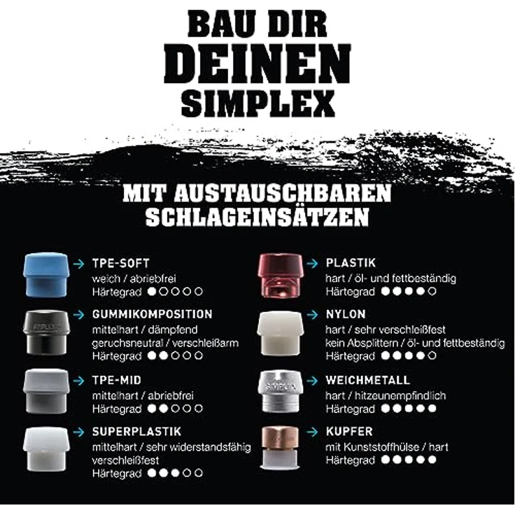 SIMPLEX-Schonhämmer, mit Stahlgussgehäuse und hochwertigen Holzstiel | Ø=30 mm | 3027.030 - Preisvergleich – Bild 4