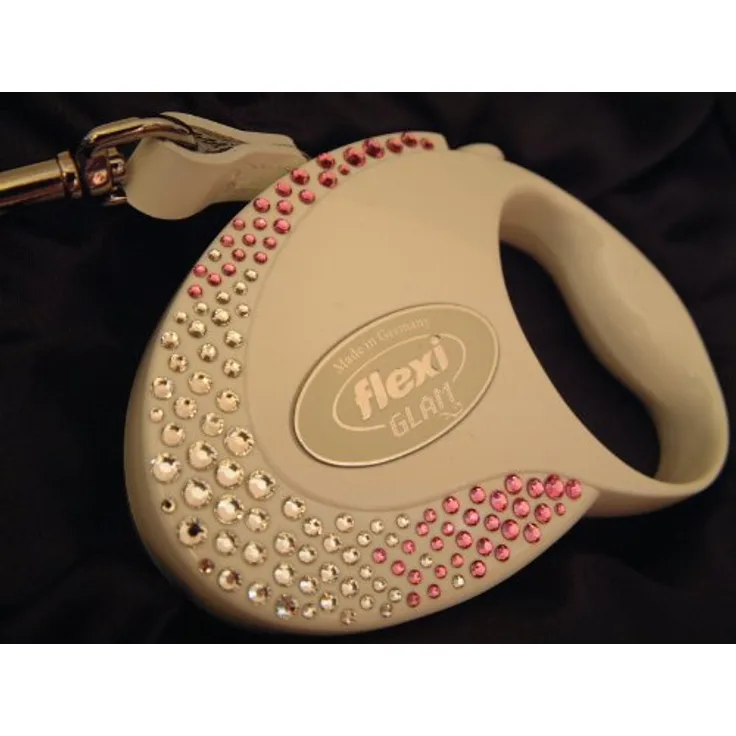 Flexi Glam Composition with Swarovski crystals S - Hund Rückziehbare Leine - 3 m - Weiß (S, Hund, Spazieren), Halsband + Leine