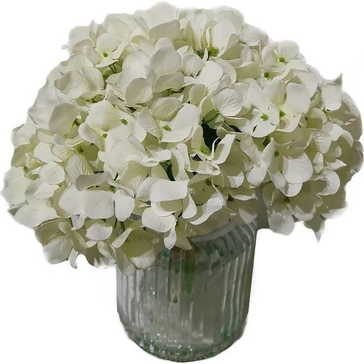 HTI-Living Kunstblume Hortensie Weiß in Vase Flora, Naturgetreu nachgebildete Hortensie, Höhe 36 cm - Preisvergleich
