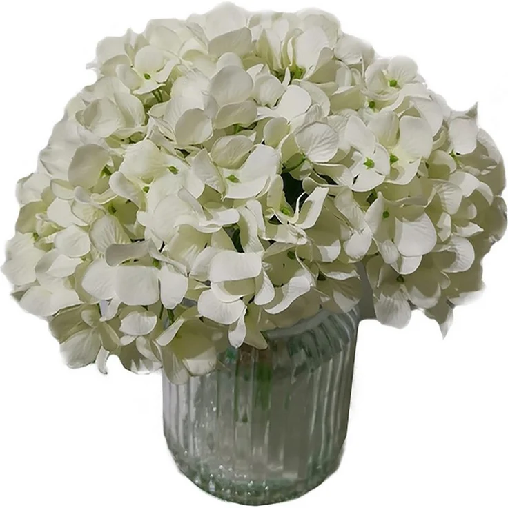 HTI-Living Kunstblume Hortensie Weiß in Vase Flora, Naturgetreu nachgebildete Hortensie, Höhe 36 cm - Preisvergleich