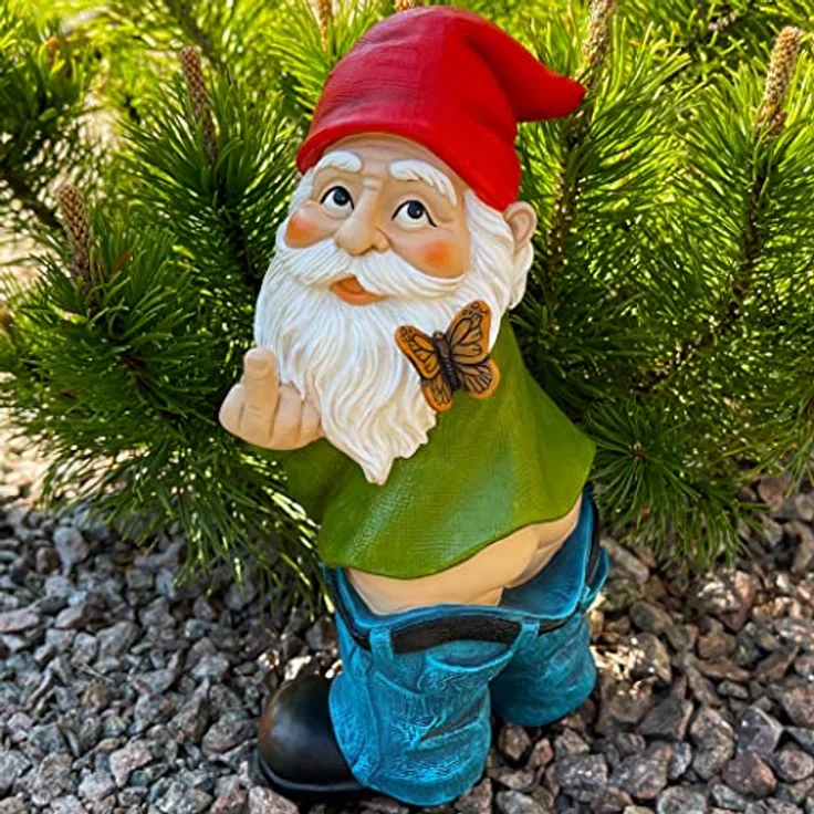 Mood Lab Gartenzwerg Hosen nach unten 24 cm hohe Finger-Statue Rasen Gartenfigur – Bild 8