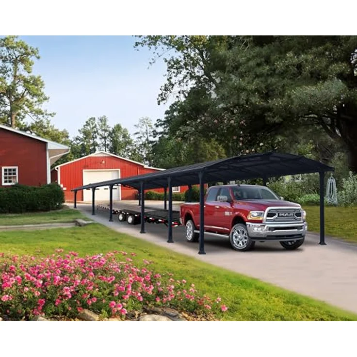 Canopia by Palram Carport Bausatz Arcadia, Einzelcarport 1290 x 359 cm aus rostfreiem Aluminium mit Polycarbonat-Dach in Grau, wartungsfrei und schneelastbeständig bis 150 kg/m² – Bild 2
