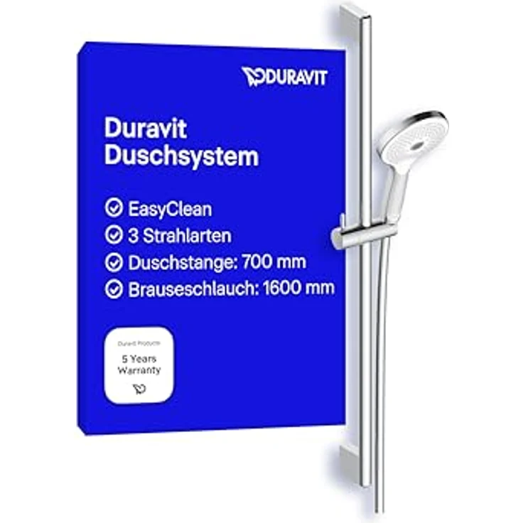 Duravit Duschbrause Brauseset chrom mit 3 Strahlarten und 14 l/min Durchflussrate – Bild 1