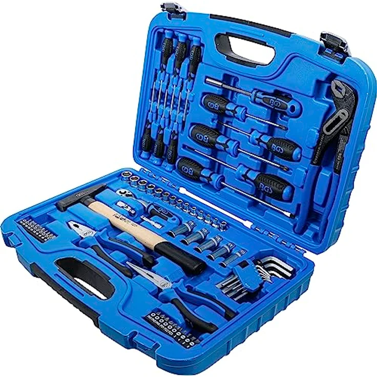BGS Steckschlüssel-Werkzeugkoffer 67-tlg., Chrom-Vanadium-Stahl, ergonomische 2-Komponenten-Griffe, kompakte Aufbewahrung – Bild 6