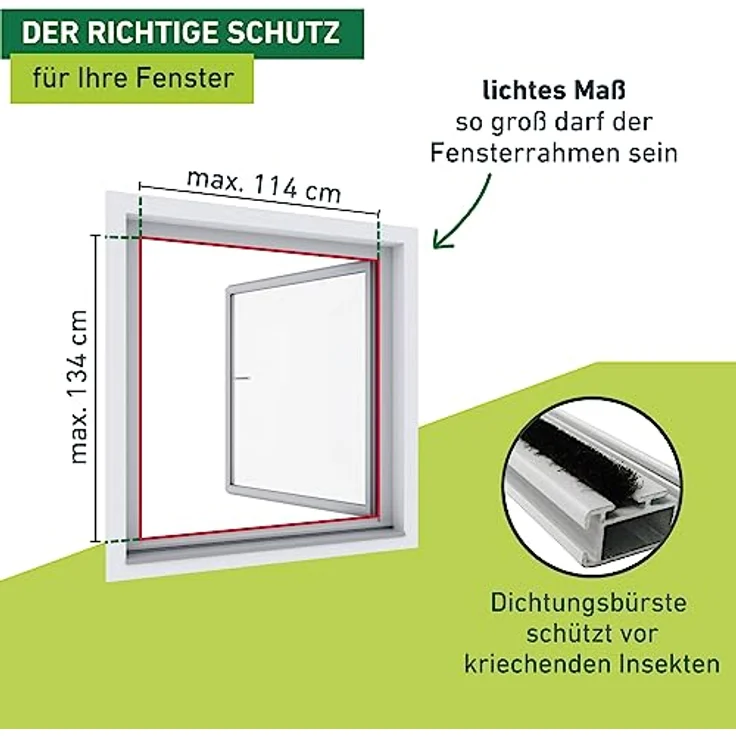 Windhager Insektenschutz Basic Rahmenfenster, Spannrahmenfenster, Fliegengitter Fenster, Selbstbausatz 120 x 140cm, weiß, 04505 – Bild 4