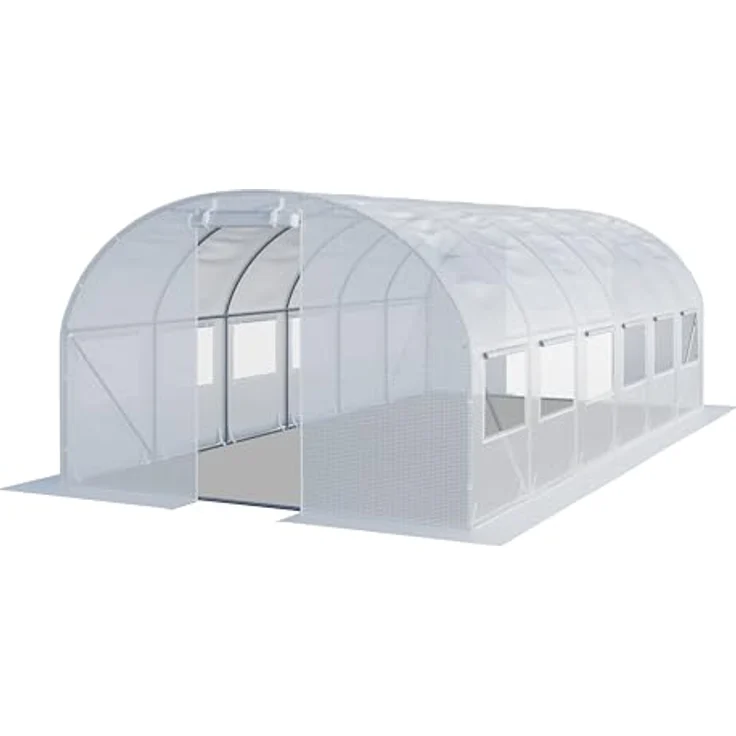 TOOLPORT Foliengewächshaus Gewächshaus 3x6m stabil & langlebig mit Fenster - reißfeste PE Plane 180g/m² weiß transparent – Bild 1