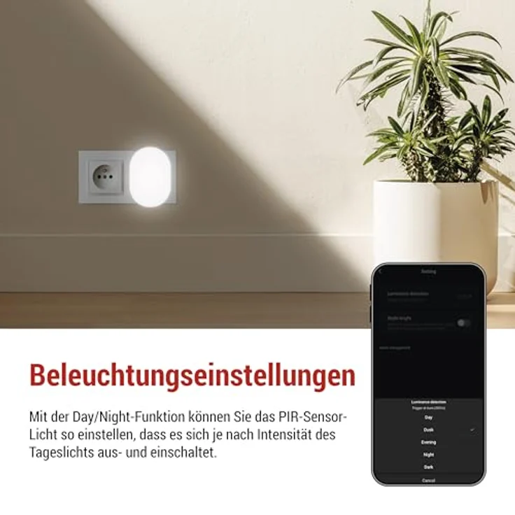 EMOS GoSmart 2in1 Infrarot-Bewegungsmelder und Nachtlicht, WiFi-Bewegungssensor mit App, farbiges Licht, 120° Erfassungswinkel, 5m Reichweite, IP20, 230V – Bild 5