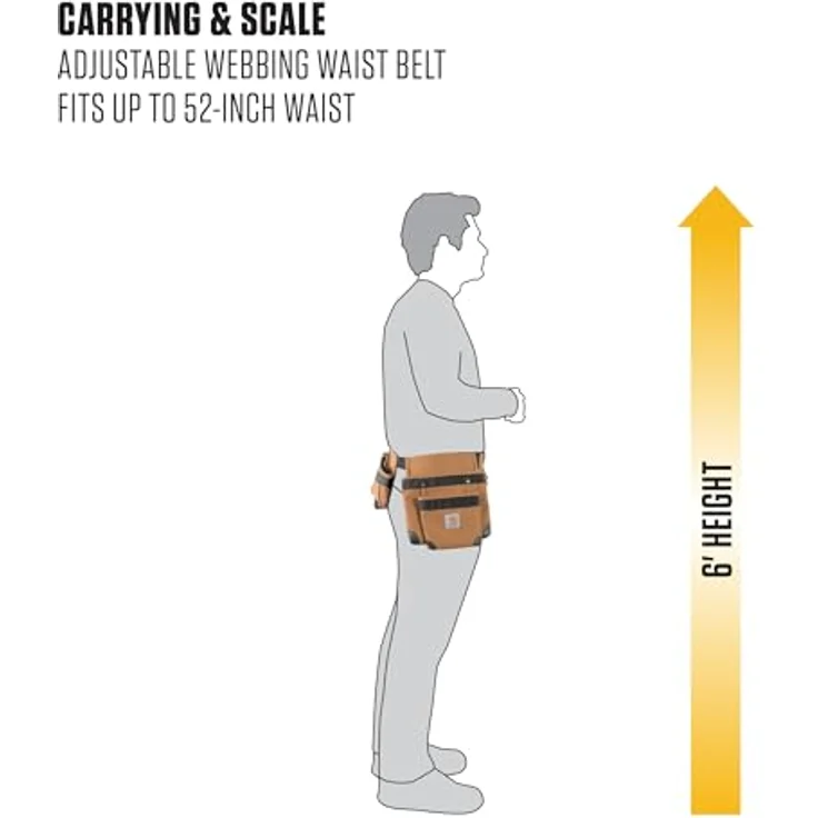 Carhartt Gepolsterter Werkzeuggürtel mit 7 Taschen, langlebig und wasserabweisend, Carhartt Brown – Bild 5