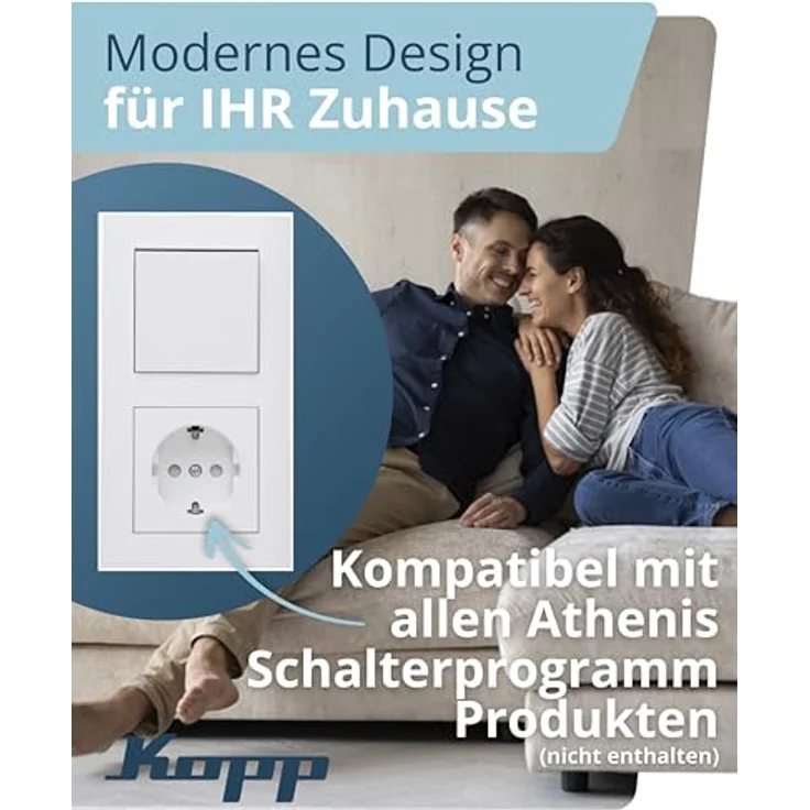 Kopp Athenis 2-fach Abdeckrahmen, arktis-weiß, matte Oberfläche, IP 20 – Bild 3