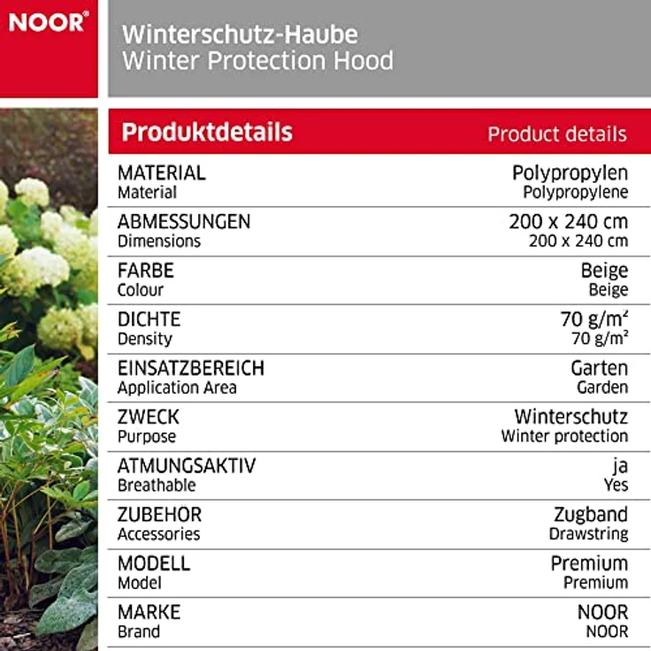 Winterschutzhaube XXL 200 cm x 240 cm (H x B) mit Reißverschluss 1 Zugseil – Bild 4