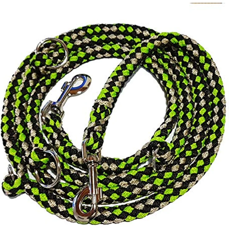 Activity4Dogs Geflochtene Hundeleine, 4-fach verstellbar, 2,80 m, Ø 15 mm, grün-schwarz-weiß, für große Hunde, Made in Germany – Bild 1
