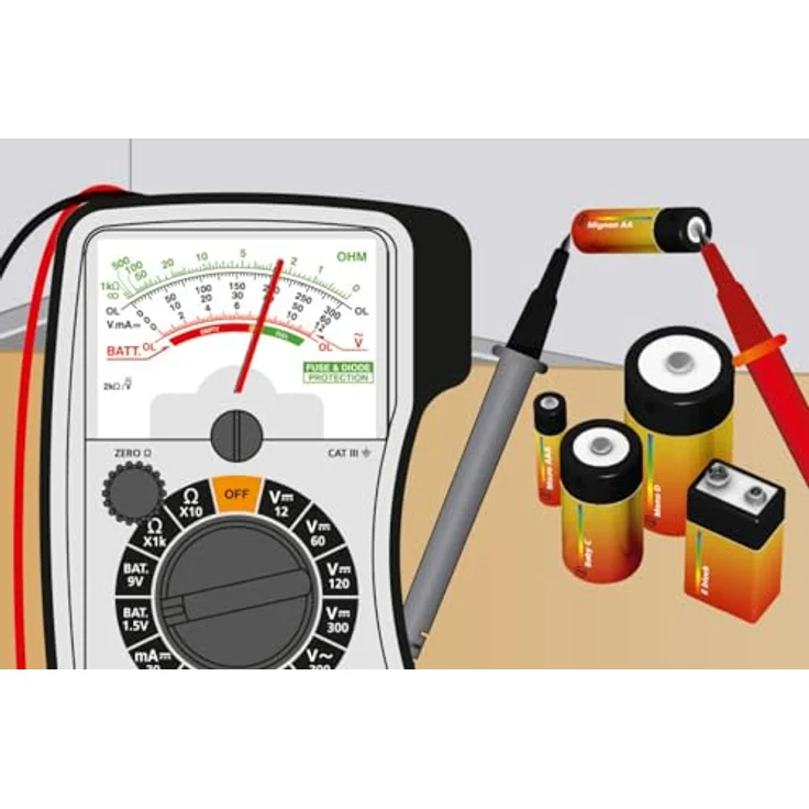 LASERLINER MultiMeter-Home Hand-Multimeter, Spannungsprüfer mit recyceltem Kunststoffgehäuse, Batterietest-Funktion, Analog-Skala – Bild 10