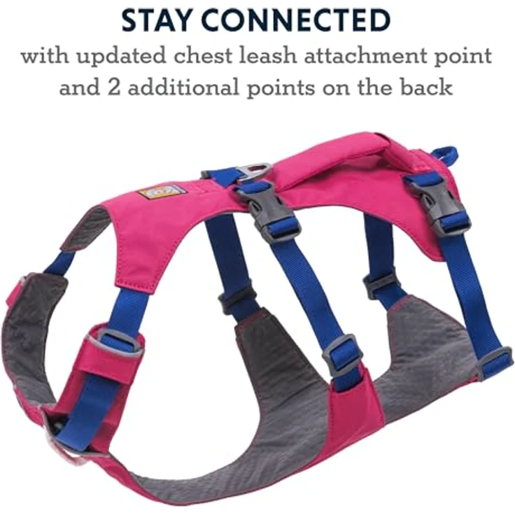 Ruffwear Flagline Hundegeschirr mit Griff, Lleichtes, Verstellbares Gehgeschirr, 3 Leinenbefestigungspunkte, verstärktes Gurtband und starker V-Ring aus Metall Alpenglow Pink Large/X-Large – Bild 4