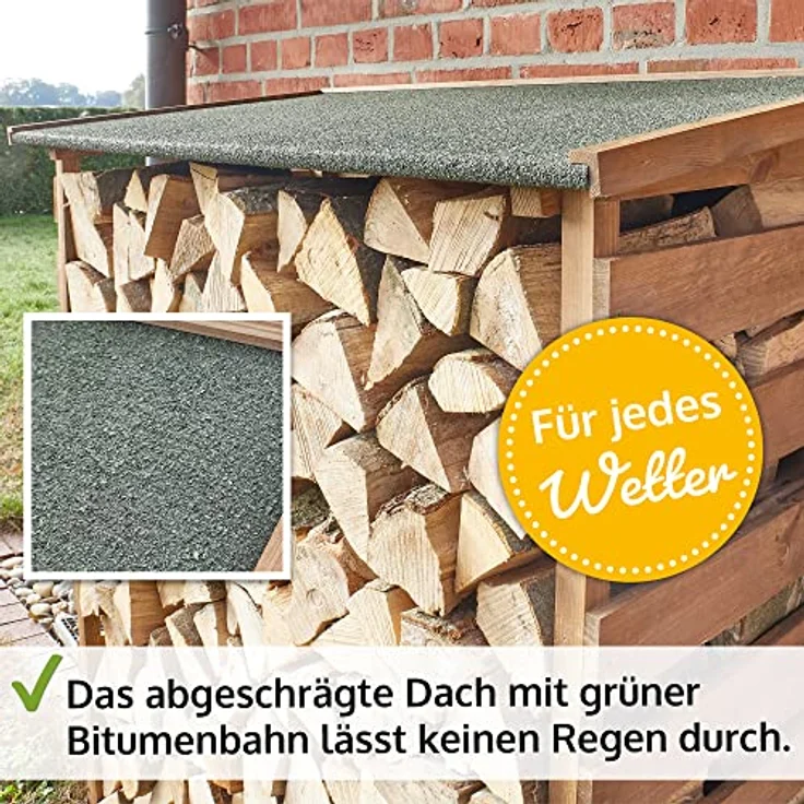 zooprinz Wetterfestes Brennholzregal, lasiertes Vollholz, 0,73 m³ Fassungsvermögen, ideale Luftzirkulation, trockene Lagerung – Bild 2