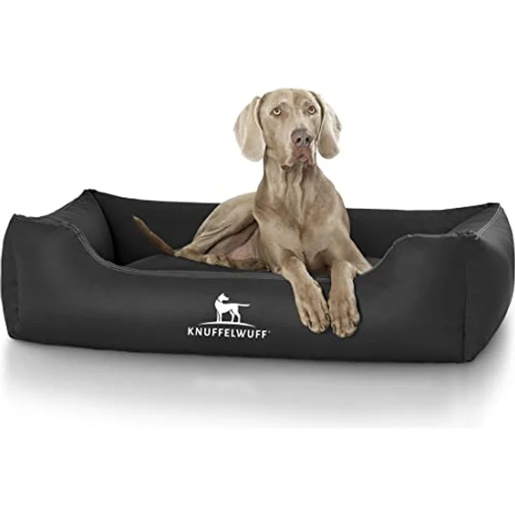 Knuffelwuff Kunstleder Hundebett Sidney XL 105 x 75cm Schwarz – Bild 1