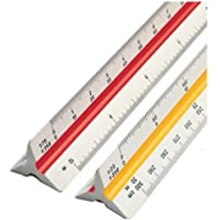 Rotring Dreikant-Maßstab Architekt(A) aus Kunststoff, weiß Präzisionsteilung doppelt beziffert, Dimensionsangaben in Zentimetern und Metern, mit 2 farbigen Hohlkehlen, Teilung: 1:10, 1:20, 1:25, 1:50, 1:75, 1:100, 1:125, 1:200, 1:250, 1:500, 1:750, 1:1250 – Bild 3
