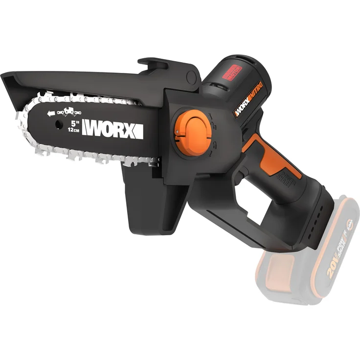 Worx Akku-Kettensäge WG325E.9 NITRO Profi Mini, 12 cm Schwertlänge, Einhand Astsäge, Brushless Motor – Bild 1
