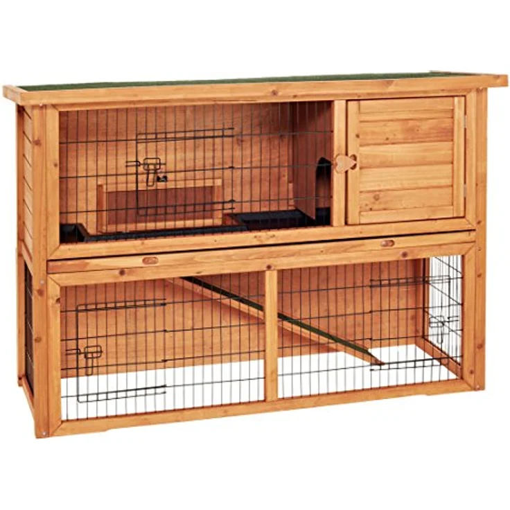 Dehner Nagerheim Hoppel mit Freilaufgehege, ca. 136 x 50 x 85 cm, Holz, natur – Bild 1