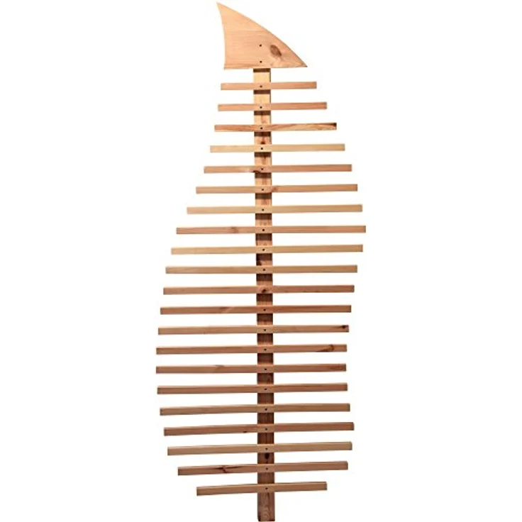 dobar Rankhilfe "Fraxinus-Blatt", großes Design-Rankgerüst aus naturfarbenem Kiefernholz, 76x6,5x186 cm, Metall-Erdspieß 7x7x75 cm – Bild 5