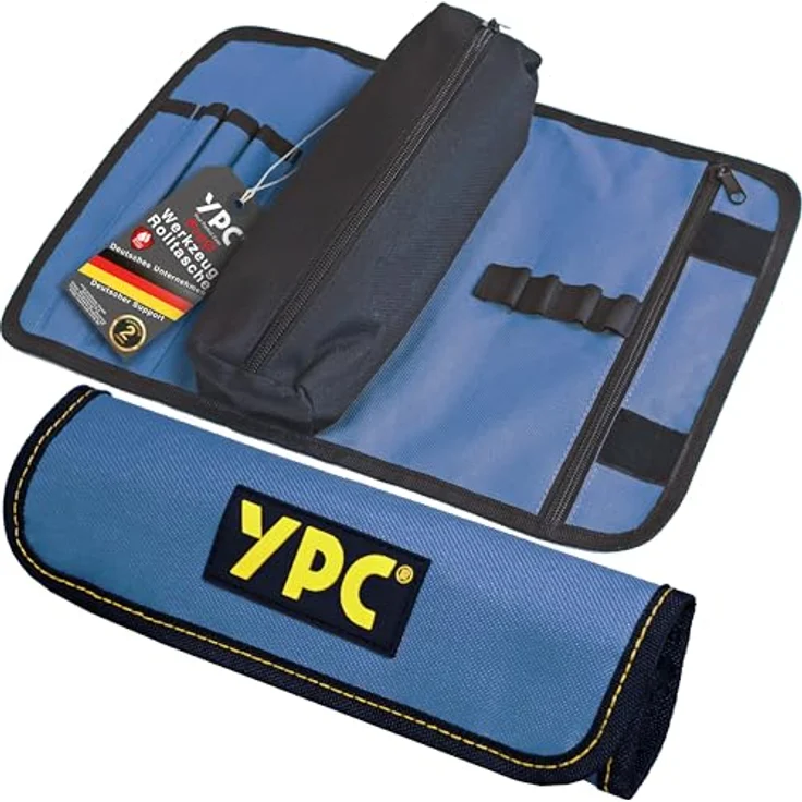 YPC VarioRoll M, Werkzeugrolltasche 36x25cm mit 2 Reißverschlusstaschen, 4 Steckfächern und 4 Schlaufen, wasserfestes Oxford 600D Polyester, leicht und kompakt – Bild 1