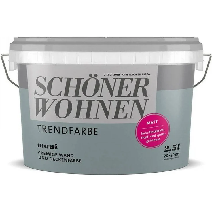SCHÖNER WOHNEN FARBE SW Trend Wandfarbe matt 2,5L Maui 6650, lösemittel- und weichmacherfrei, hochdeckend und scheuerbeständig – Bild 1