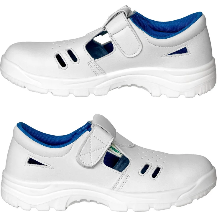 URGENT VOG S1, Kochschuhe Sicherheitsschuhe mit Schutzkappe, weiße Sandale, Gr. 43, flexible PU-Sohle