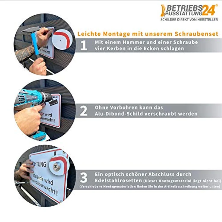Betriebsausstattung24® Halteverbotsschild Privatparkplatz - Widerrechtlich abgestellte Fahrzeuge werden kostenpflichtig abgeschleppt! | Querformat 30,0 x 20,0 cm | 2mm | Aluminium Verbundplatte | Weiß – Bild 5