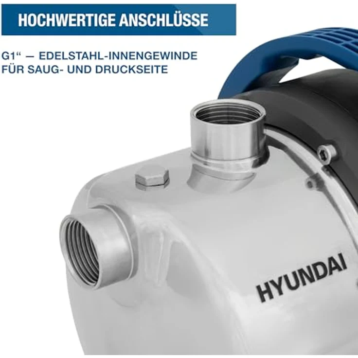 HYUNDAI Gartenpumpe GP12050 | 1200 W, max. Fördermenge 5.000 l/h, Förderhöhe 50 m, Edelstahl-Gehäuse, Wasserpumpe für Gartenbewässerung und Hauswasserversorgung – Bild 5