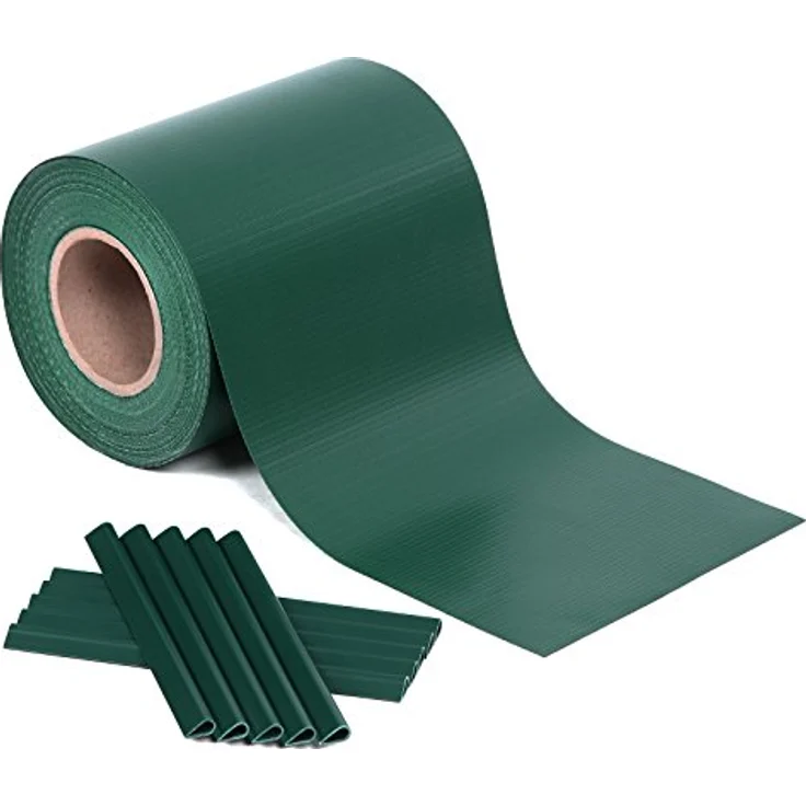 SONGMICS PVC Sichtschutzstreifen, 40 m x 19 cm, extra dick und blickdicht, grün, inkl. 25 Befestigungsclips – Bild 1