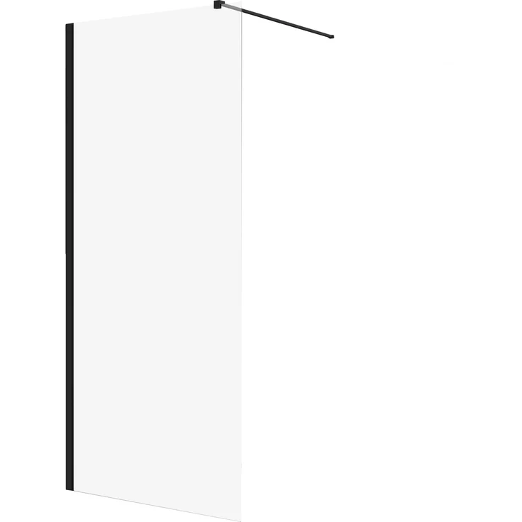 BADLAND KETIL Walk-In Dusche 100x195 cm, gehärtetes 8 mm Sicherheitsglas transparent, schwarze Glaswand mit NanoClean-Beschichtung und Stabilisator