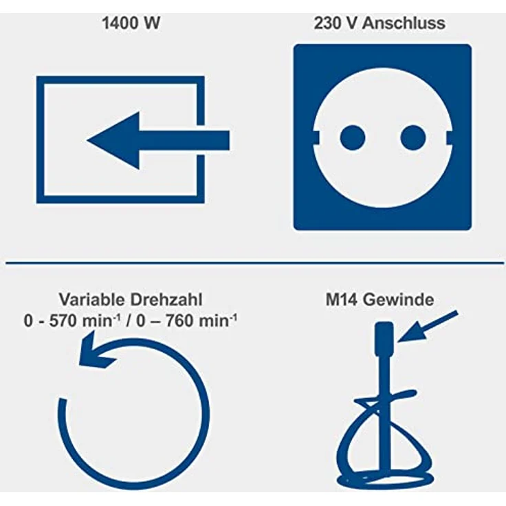 Scheppach PM1400 Rührwerk Handrührwerk | 1400W Leistung | M14 Gewinde | bis 700 min-1 2-Gang-Getriebe | inkl. Mörtel- u. Farbquirl – Bild 4
