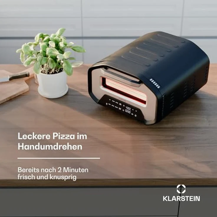 Klarstein PizzaForno elektrischer Pizzaofen - 1700 W, 430 °C, duales Heizsystem, kompakter Elektro-Pizzaofen mit 7 Programmen & digitalem Display, Cool-Touch-Griff, 3-lagige Glastür, Schwarz – Bild 4