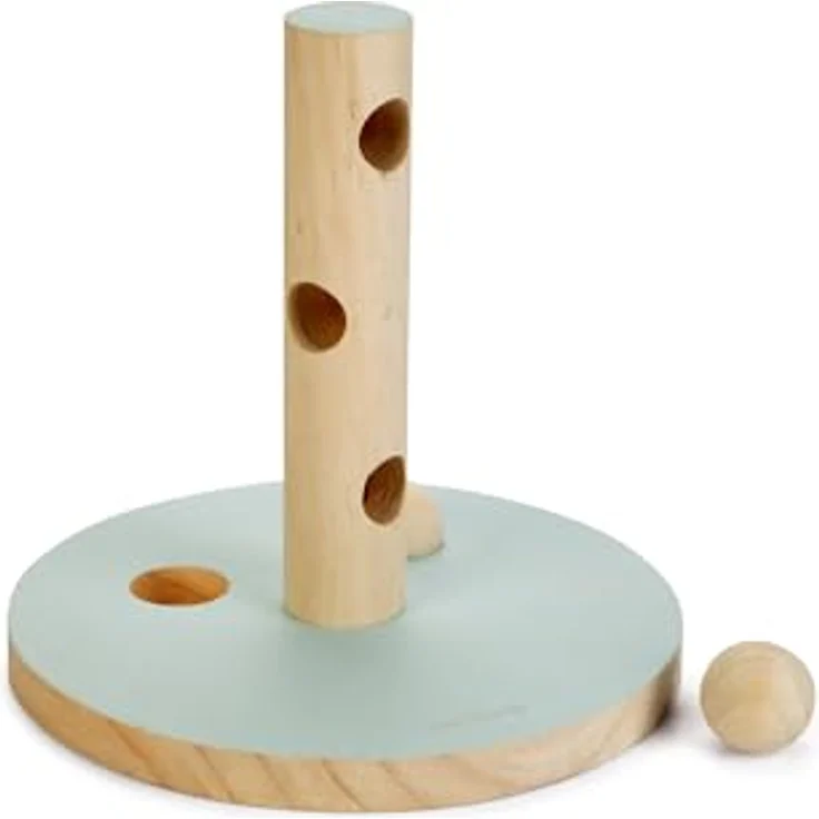Beeztees Spielturm Hayra, Tier-Intelligenzspielzeug für Nager aus Holz, mint mit Snack-Ball und Heufüllöffnung – Bild 5