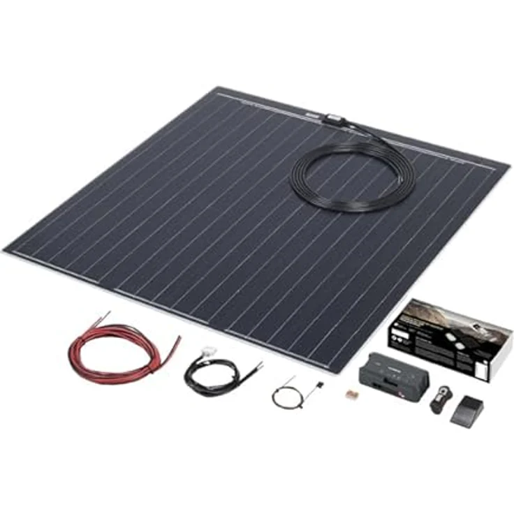 BÜTTNER DOMETIC Solar-Komplettanlage Flat-Light MT 170 FLQ, 170 W, ultraflaches, schwarz, mit MPPT Solarregler und Zubehör für Reisefahrzeuge – Bild 1