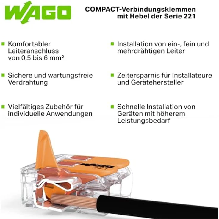 WAGO 221-682 Durchgangsklemme flexibel, für alle Leiterarten, transparent, 500 Stück – Bild 5