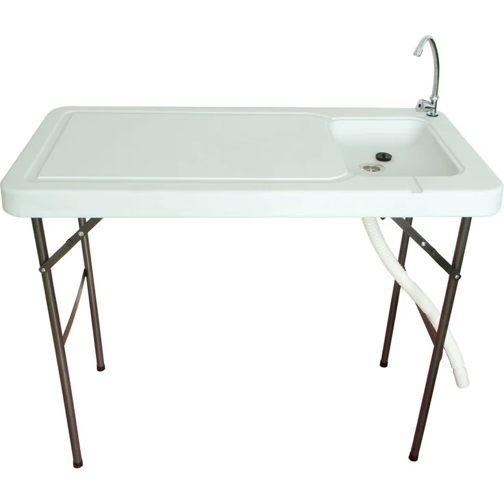 Lemodo Kunststoffspüle Gartenspüle mit klappbarem Wasserhahn, Komplett-Set, weiß – Bild 1