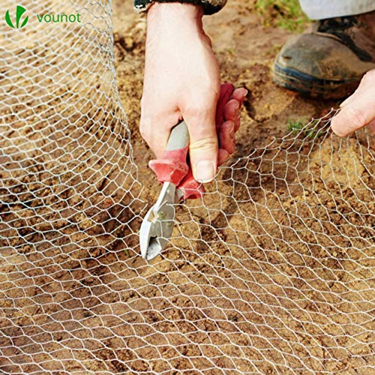 VOUNOT Drahtzaun Sechskantgeflecht, Maschendrahtzaun, PVC-Beschichtet Grün 1x25m, Maschenweite 25mm – Bild 6